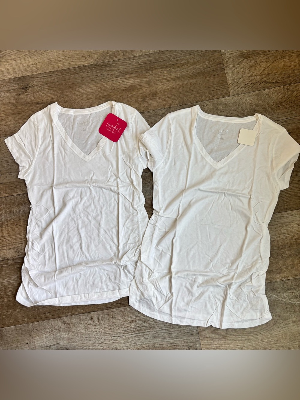 Isabel Maternity by Ingrid & Isabel Women 2pck V-Neck T-Shirts in white Small